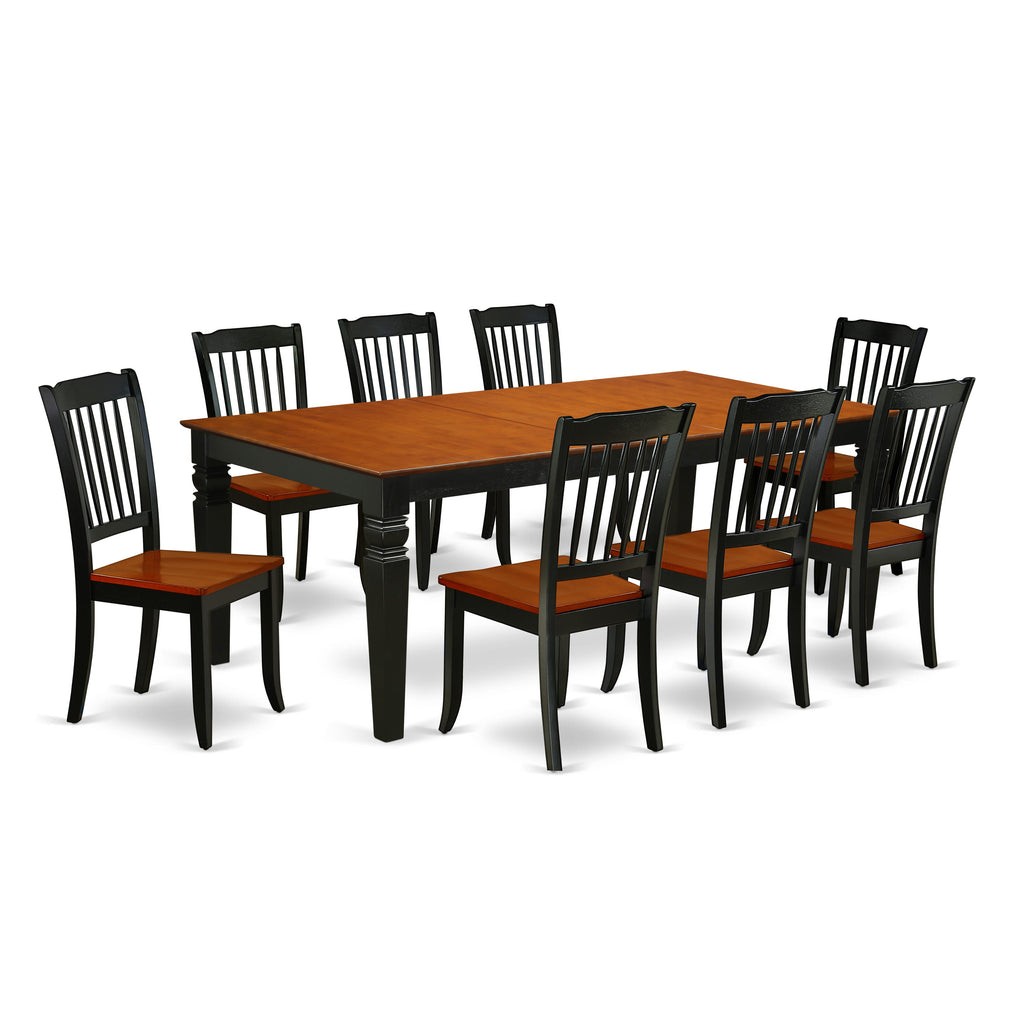 LGDA9-RVA-G Elegant 9-Piece Dining Ensemble - Includes Butterfly Leaf Table & 8 Chairs, Black-Cherry Finish