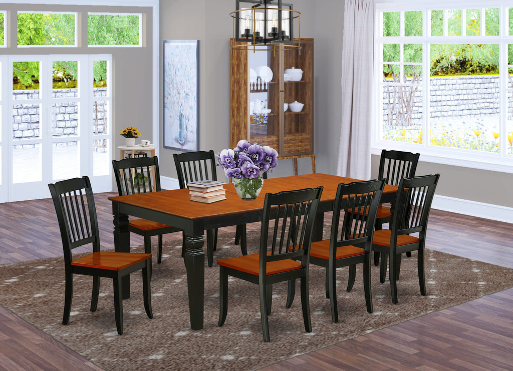 LGDA9-RVA-G Elegant 9-Piece Dining Ensemble - Includes Butterfly Leaf Table & 8 Chairs, Black-Cherry Finish