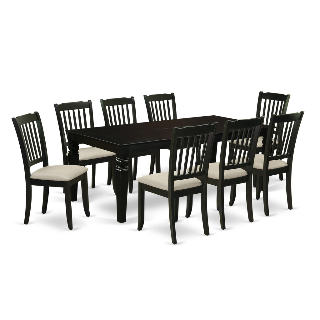 LGDA9-RDF-H Elegant 9-Piece Dining Ensemble Featuring Expansive Table with Butterfly Extension and 8 Upholstered Linen Chairs