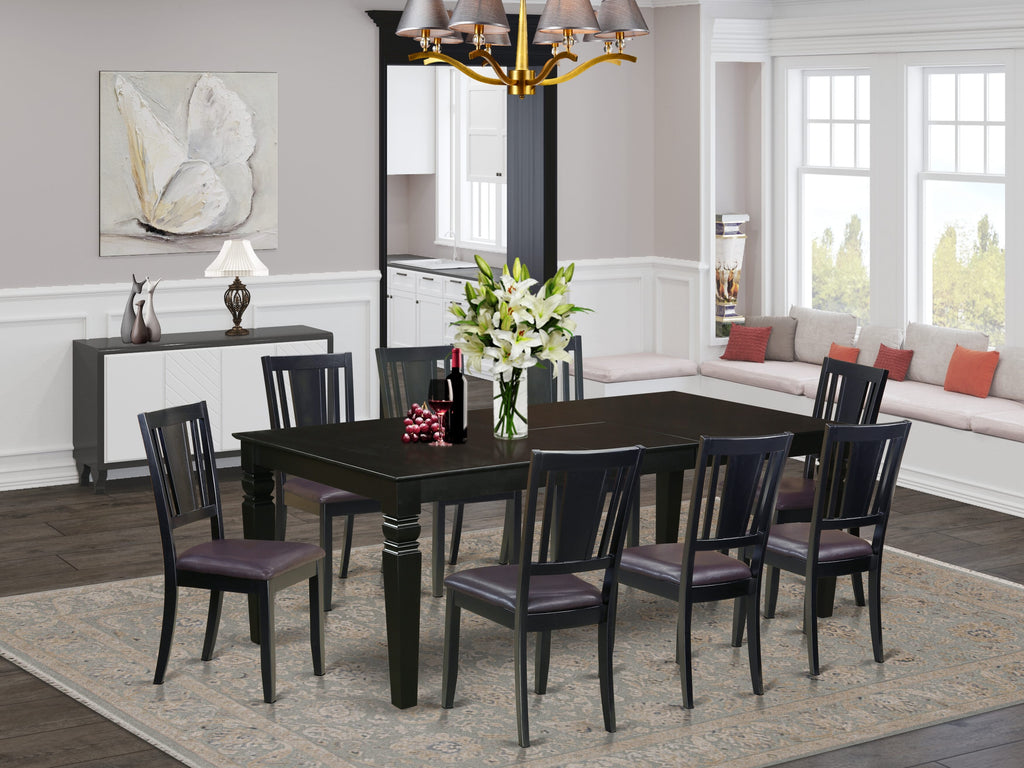 LGDU9-LST-9T 9-Piece Dining Set Rectangular Table with Butterfly Leaf and 8 Upholstered Chairs