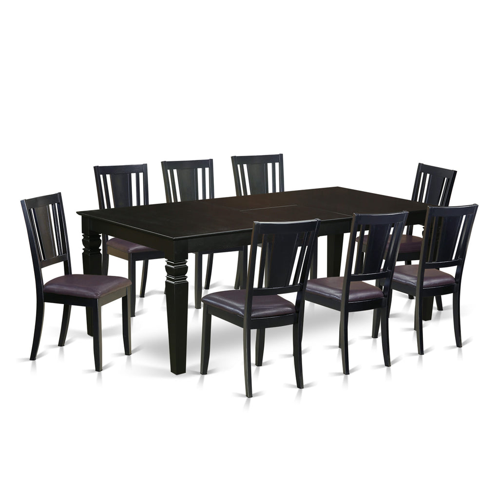 LGDU9-LST-9T 9-Piece Dining Set Rectangular Table with Butterfly Leaf and 8 Upholstered Chairs