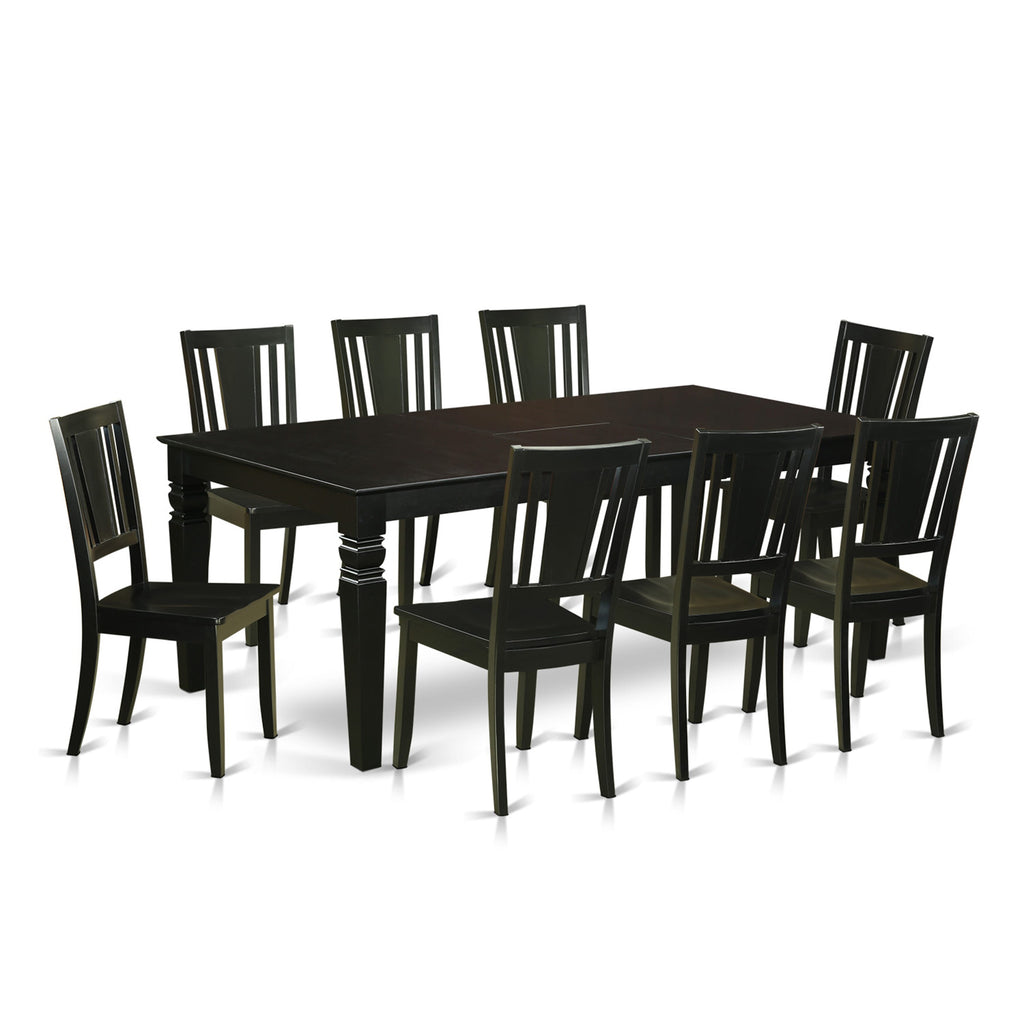 LGDU9-CS0-F 9-Piece Rectangular Table Set with Butterfly Leaf and 8 Chairs, 42x84, Elegant Black