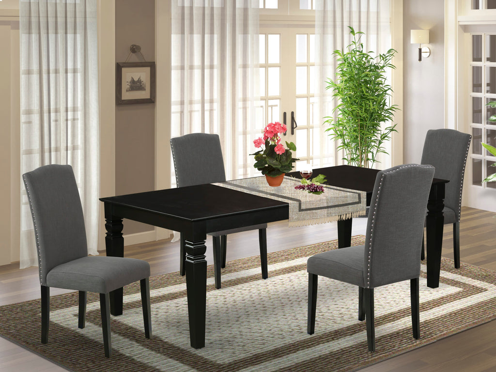 LGEN5-LTL-HN 5-Piece Dining Ensemble with Expanding Table and 4 Comfy Upholstered Chairs, 42x84 Dark Linen