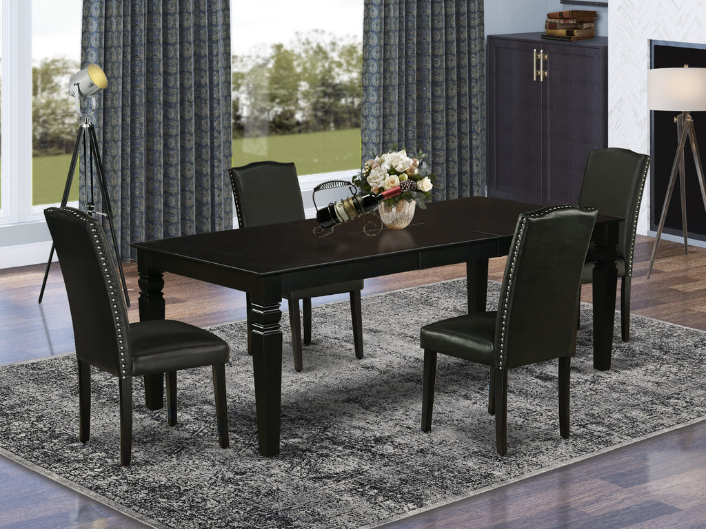 LGEN5-A6O-MX 5-Piece Dining Collection Rectangular Extendable Table & 4 Ebony Parsons Chairs