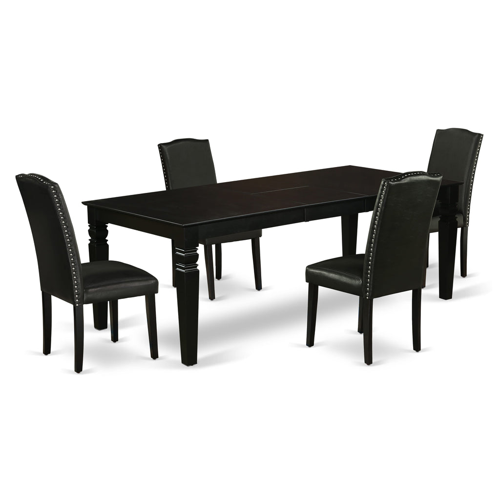 LGEN5-A6O-MX 5-Piece Dining Collection Rectangular Extendable Table & 4 Ebony Parsons Chairs