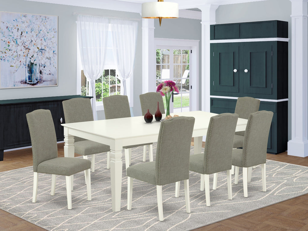 LGEN9-NXA-LM 9-Piece Rectangular Dining Set with Butterfly Leaf and Dark Upholstered Chairs, 42x84
