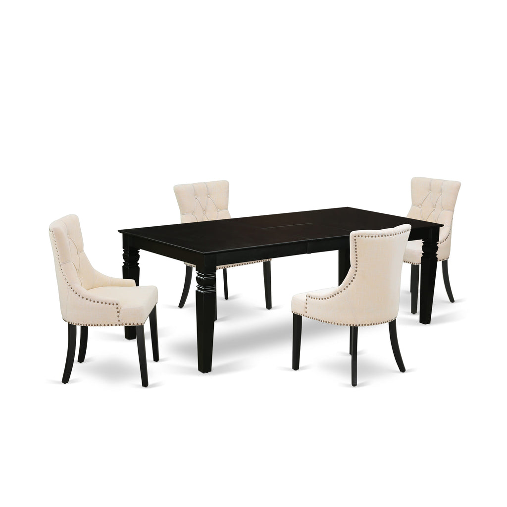 5-Piece Dining Ensemble with Expanding Table & 4 Beige Chairs -  LGFR5-N7G-FX