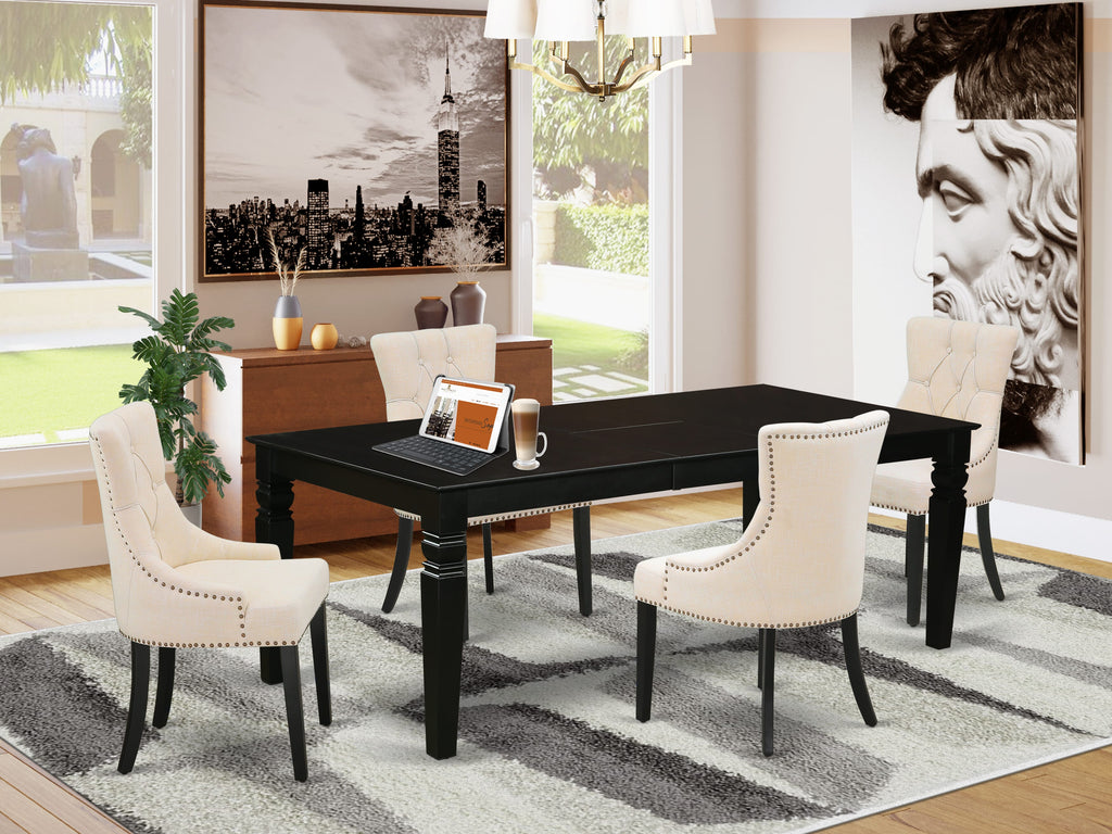 5-Piece Dining Ensemble with Expanding Table & 4 Beige Chairs -  LGFR5-N7G-FX