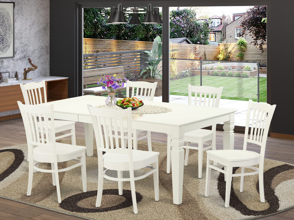 LGGR7-D7U-O 7 Piece Dining Ensemble with Expandable Table and 6 Sturdy Seat Chairs, 42x84 Linen Finish