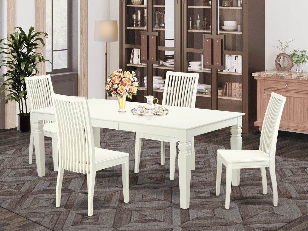 LGIP5-SK0-3 5-Piece Kitchen Ensemble with Expandable Table & Seating for Four - 42x84 in Soft Linen Hue