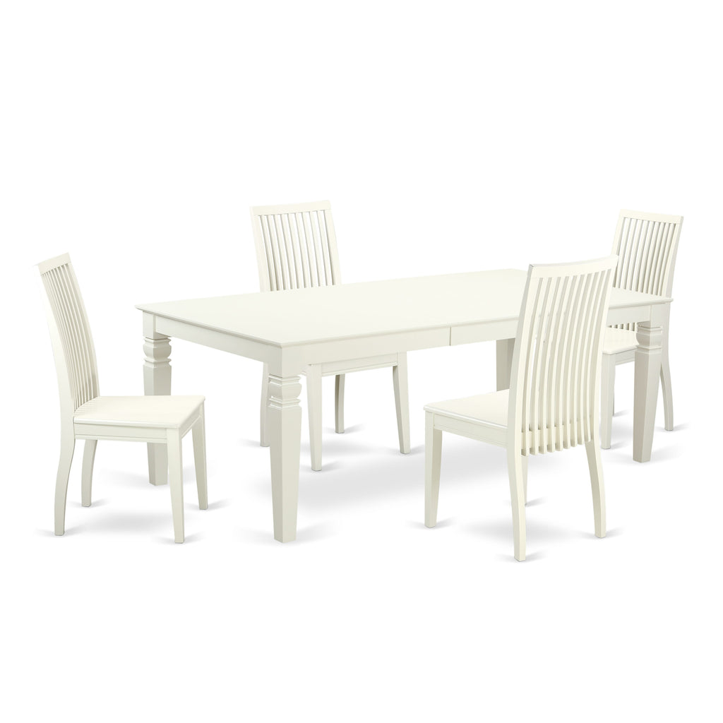 LGIP5-SK0-3 5-Piece Kitchen Ensemble with Expandable Table & Seating for Four - 42x84 in Soft Linen Hue