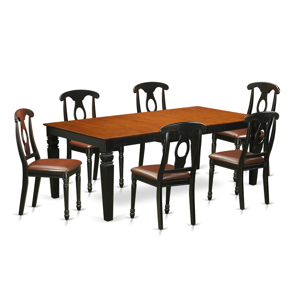 LGKE7-AOT-FG Elegant 7-Piece Dining Ensemble with Expansive Table with Leaf and Plush Seating in Black Chery Finish