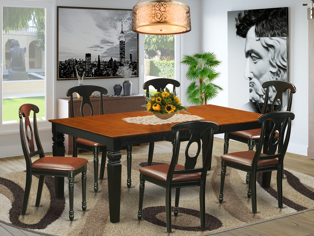 LGKE7-AOT-FG Elegant 7-Piece Dining Ensemble with Expansive Table with Leaf and Plush Seating in Black Chery Finish