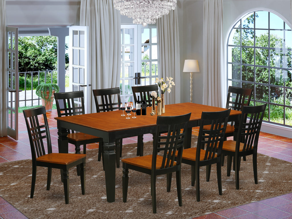 LGLG9-0BE 9-Piece Black & Cherry Dining Set with Expandable Table & 8 Chairs