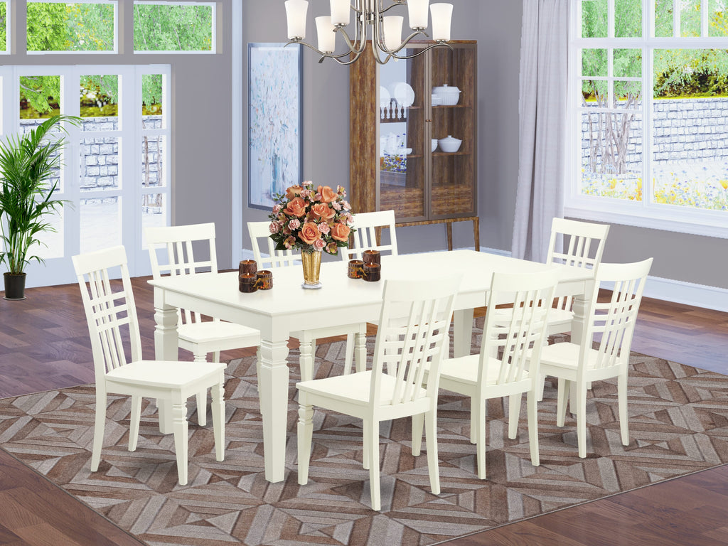 LGLG9-SBY-Q Elegant 9-Piece Dining Set with Spacious Table and 8 Chairs in Linen Finish, 42x84 Inch