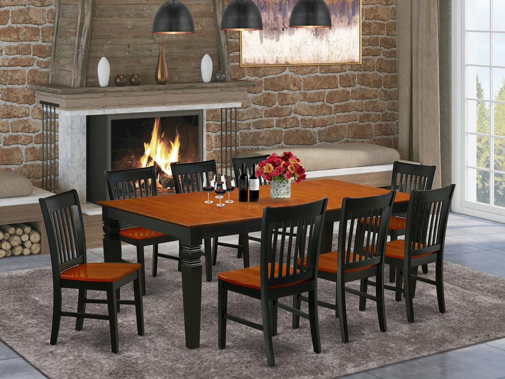 LGNO9-GTW-4 Enjoy Elegant 9-Piece Set with Expansive Table and Butterfly Leaf, Matching 8 Chairs in Black Cherry Finish