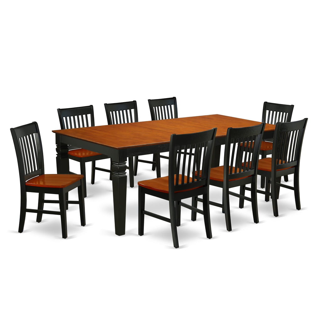 LGNO9-GTW-4 Enjoy Elegant 9-Piece Set with Expansive Table and Butterfly Leaf, Matching 8 Chairs in Black Cherry Finish