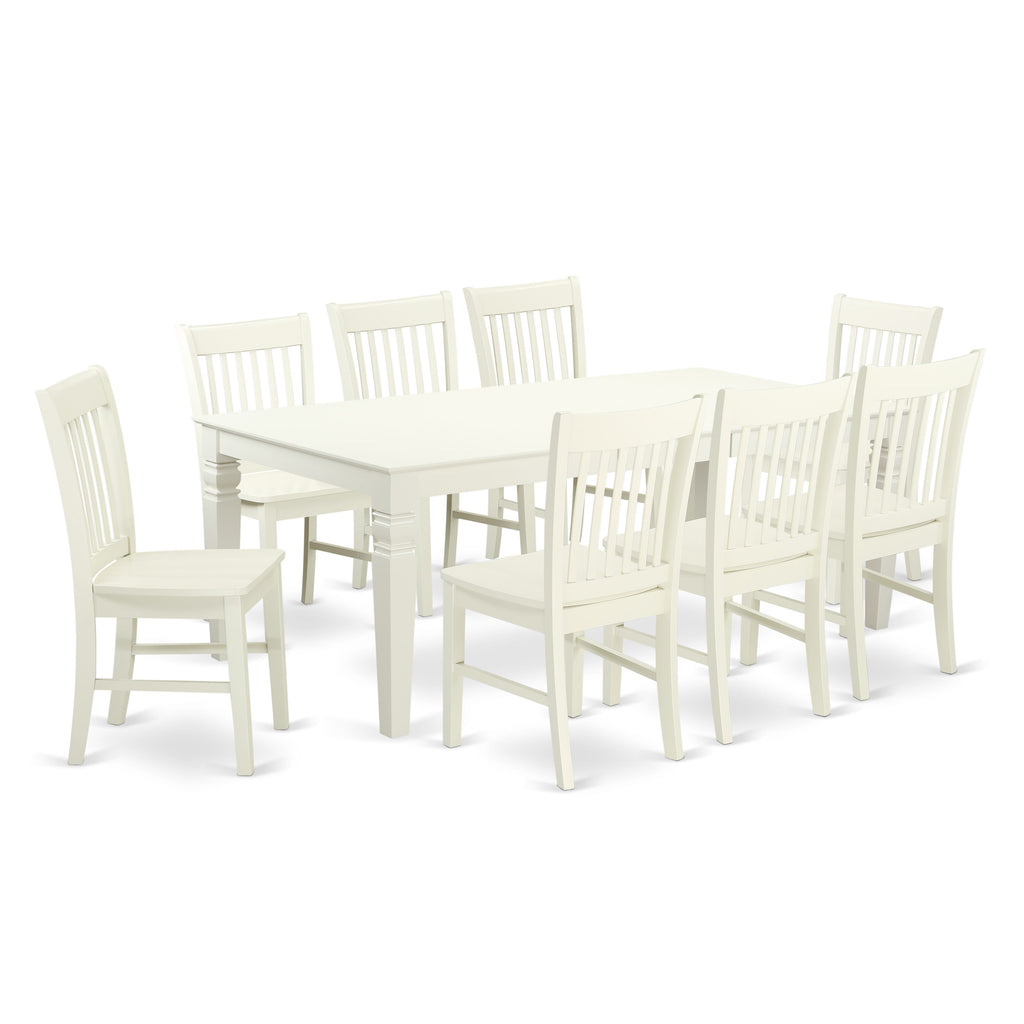 LGNO9-GA7-I Elegant 9-Piece Dinner Set with Expanding Table and 8 Cushioned Chairs in Soft Linen, 42x84