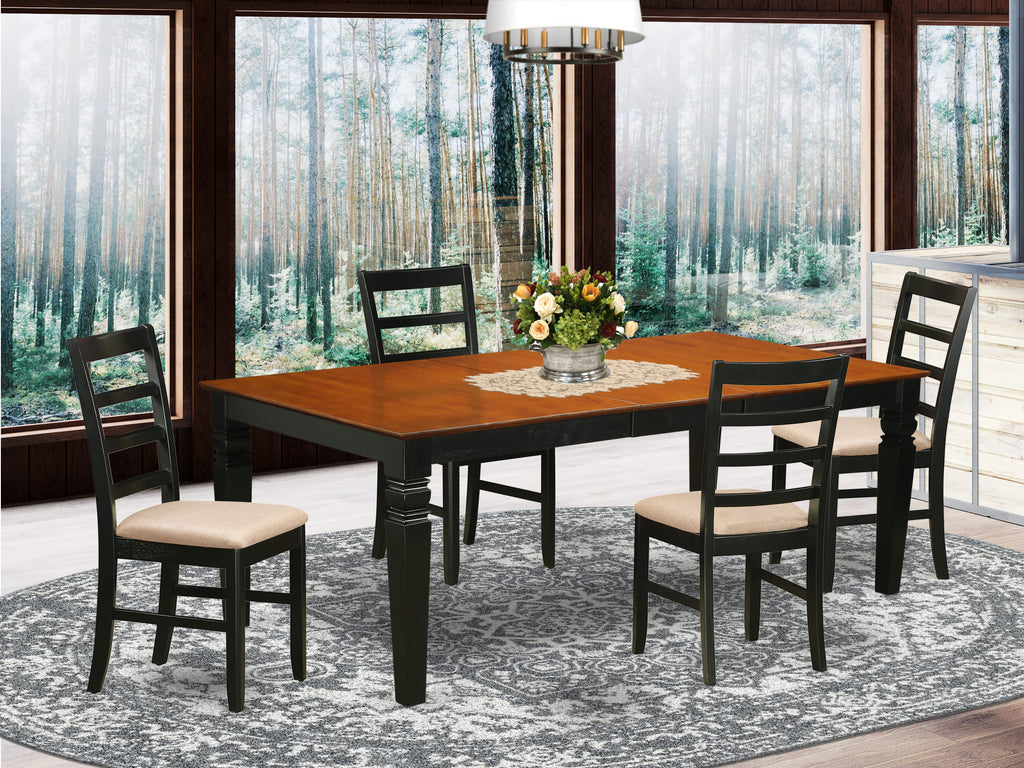 LGPF5-Q0C-G Elegant 5-Piece Dining Ensemble with Extendable Rectangular Table & Embellished Chairs