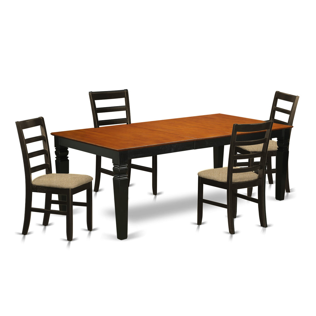 LGPF5-Q0C-G Elegant 5-Piece Dining Ensemble with Extendable Rectangular Table & Embellished Chairs