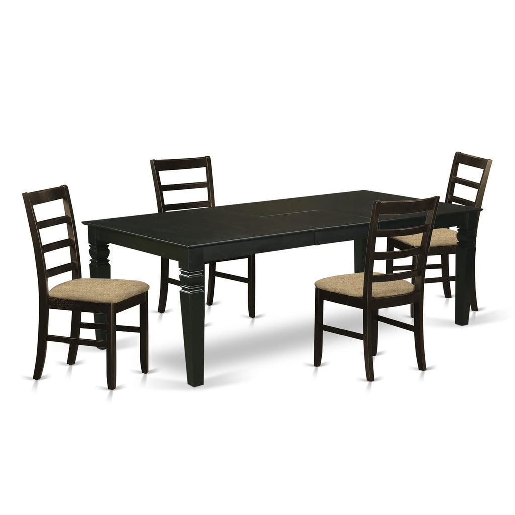 LGPF5-2OY-Z Elegant 5-Piece Dining Set with Extendable Table and Upholstered Linen Chairs, 42x84