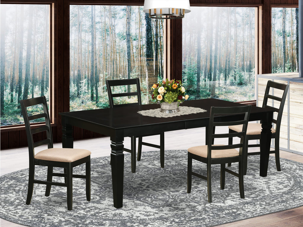 LGPF5-2OY-Z Elegant 5-Piece Dining Set with Extendable Table and Upholstered Linen Chairs, 42x84