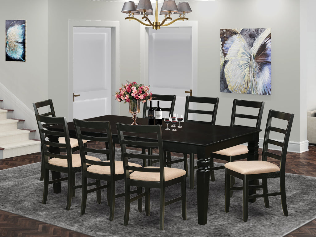 LGPF9-1XM-I 9 Piece Set with Rectangular Dining Table & 8 Upholstered Chairs, 42x84, Midnight Tone