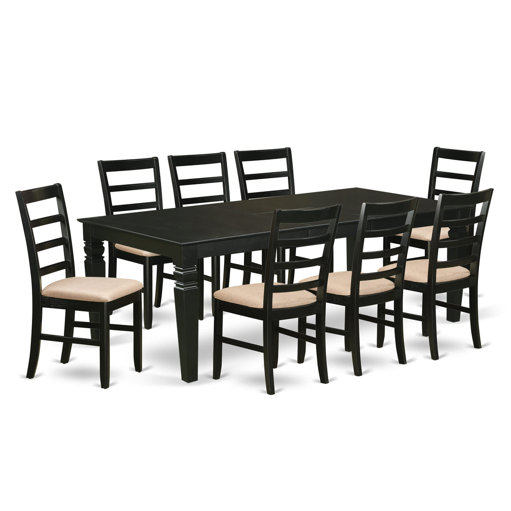 LGPF9-1XM-I 9 Piece Set with Rectangular Dining Table & 8 Upholstered Chairs, 42x84, Midnight Tone