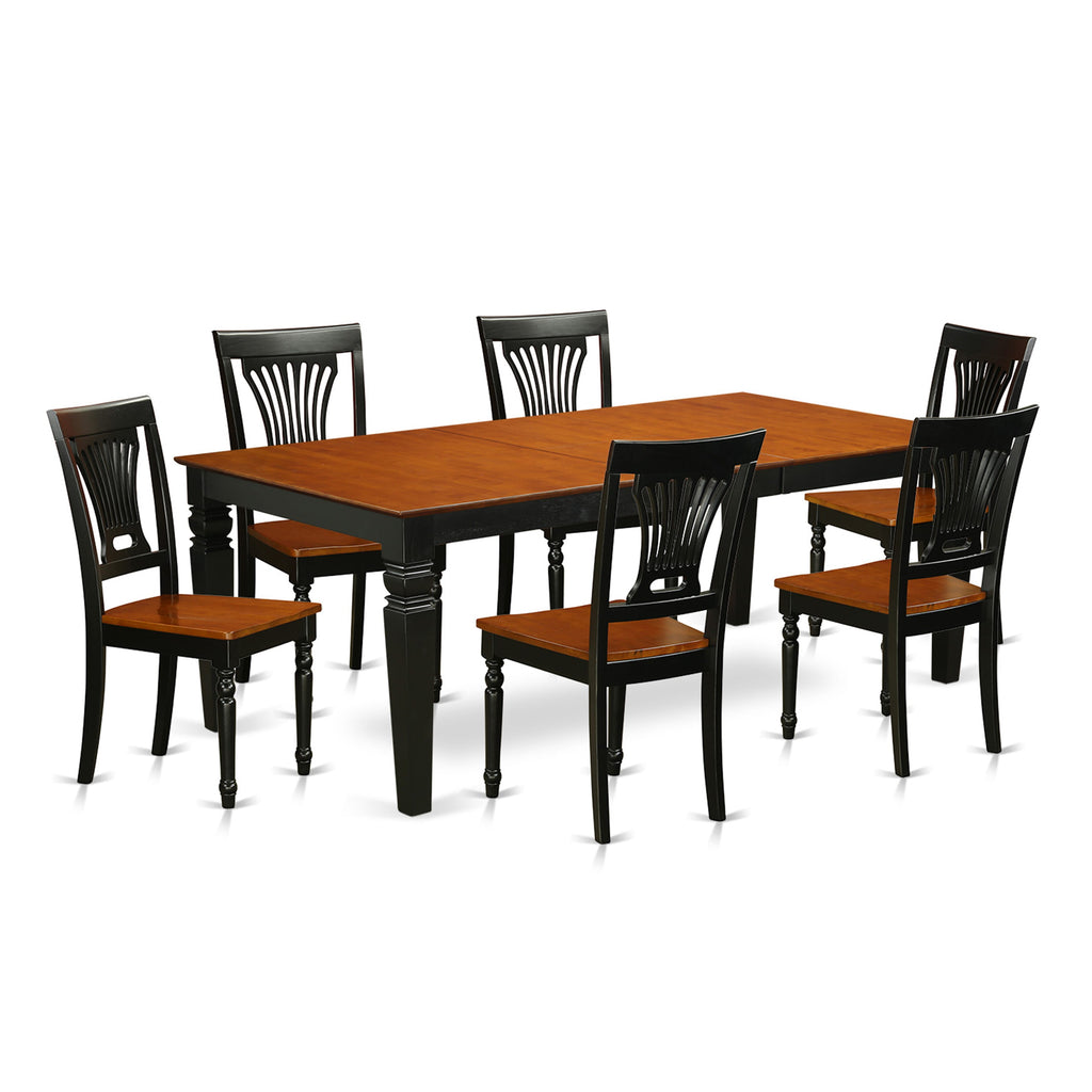 Beautiful 7-Piece Dining Set LGPL7-FJC-0 with Rectangular Table & Butterfly Leaf, Classic Black & Cherry Finish