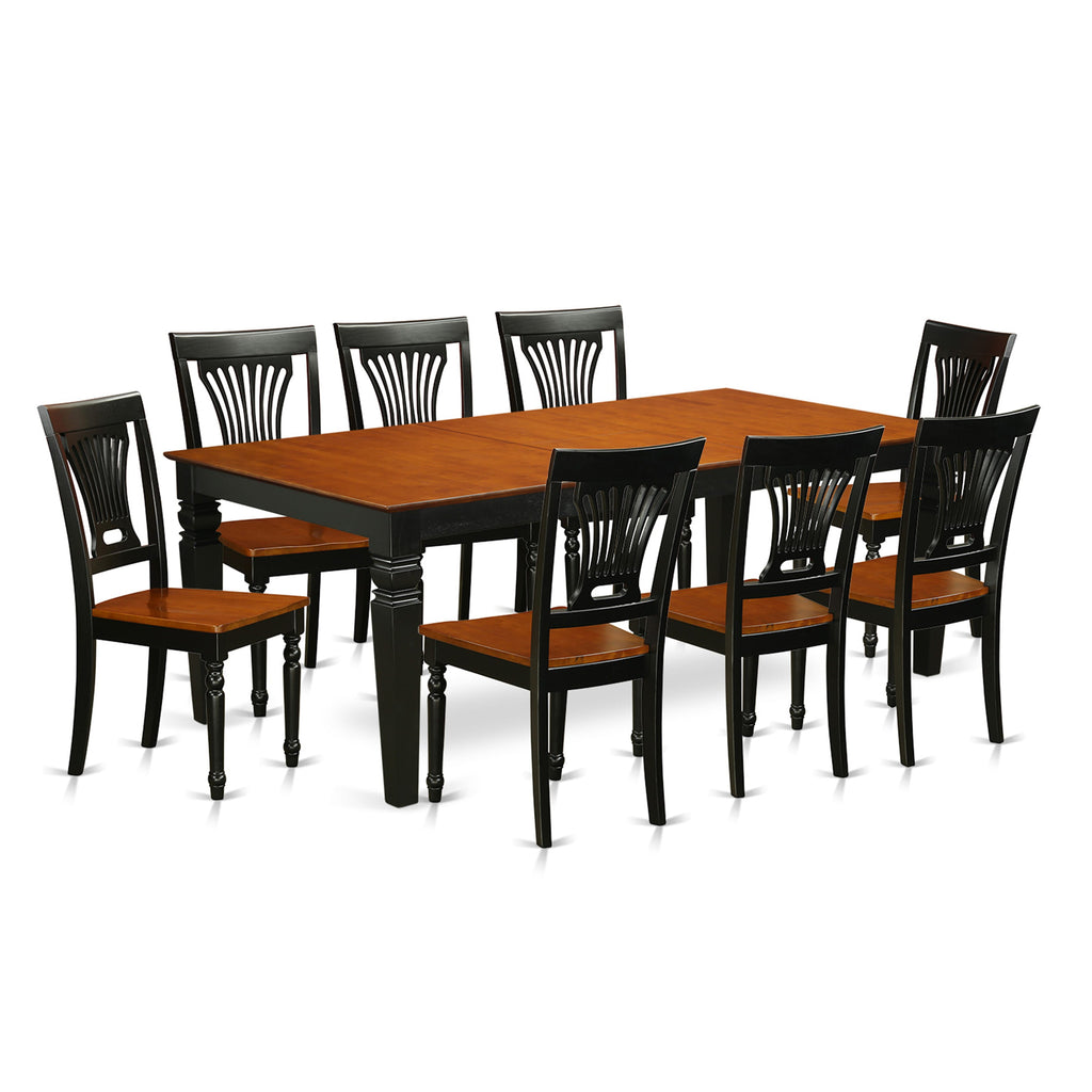 LGPL9-A6Z-X Elegant 9-Piece Dining Ensemble with Butterfly Leaf & 8 Sleek Wood Chairs, Black & Cherry Fusion, 42x84