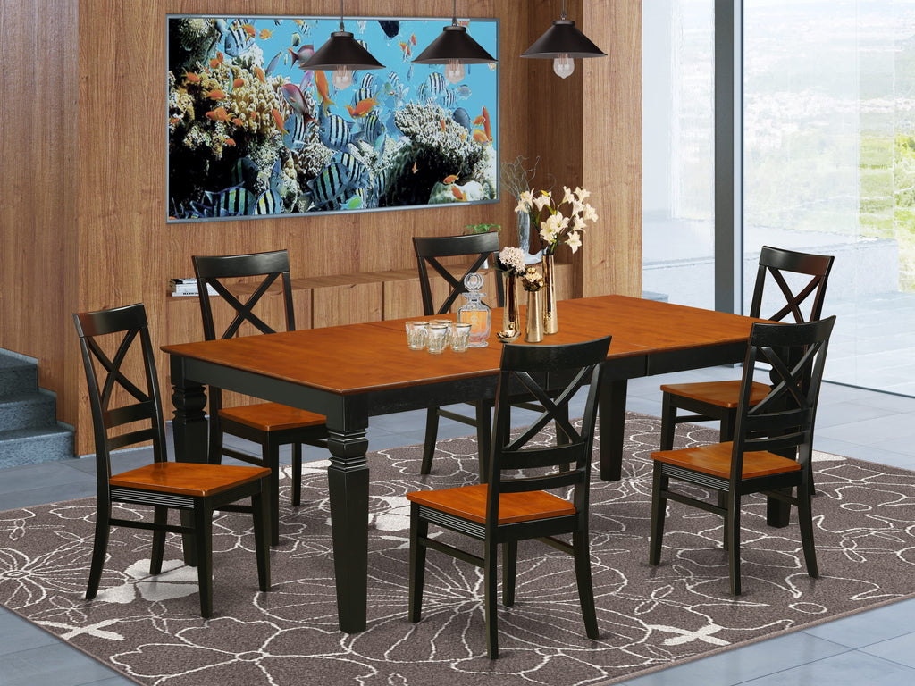 Dining Set LGQU7-YPT-N Versatile 7-Piece Collection with Expandable Table & Chairs, 42x84 in Duo Tone