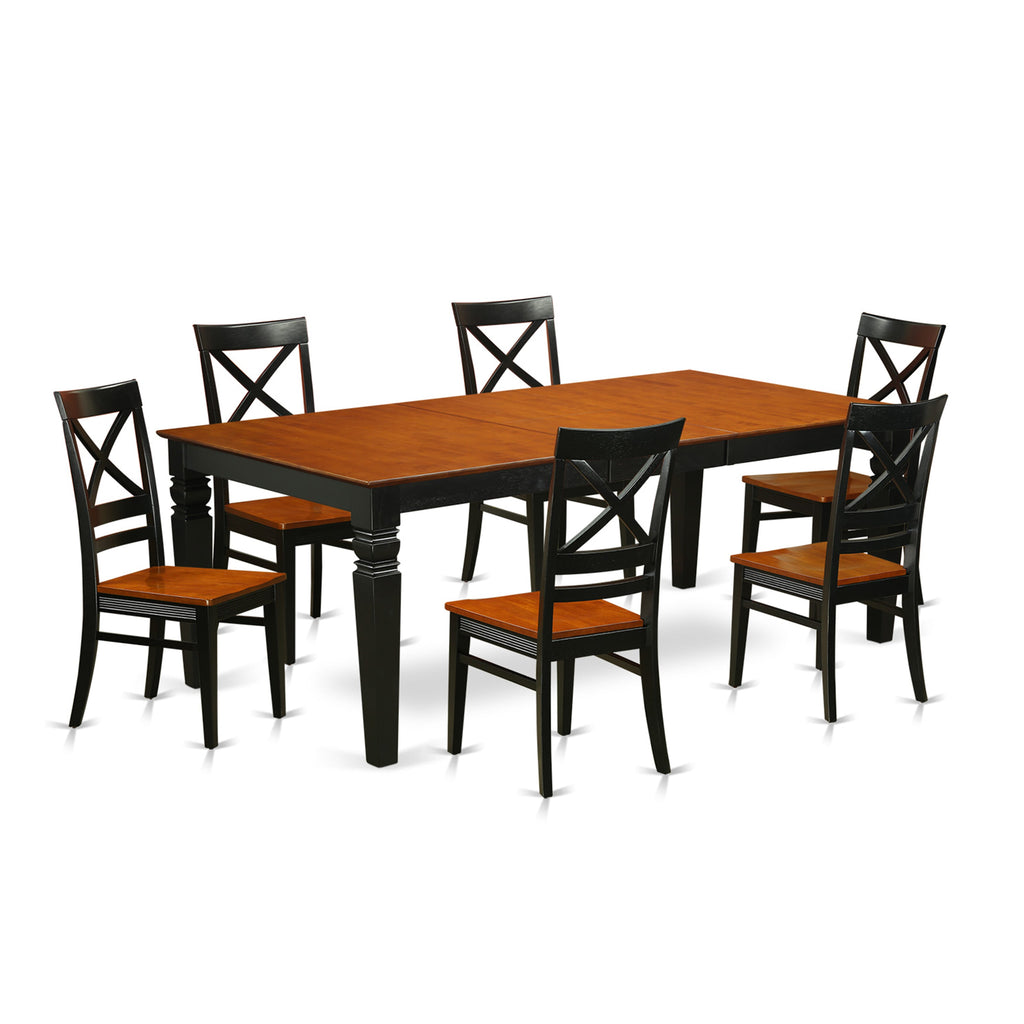 Dining Set LGQU7-YPT-N Versatile 7-Piece Collection with Expandable Table & Chairs, 42x84 in Duo Tone