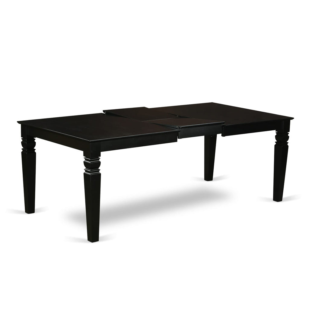 LGGR9-0E5-5 9 Pc Contemporary Wood Dining Ensemble W/ Butterfly Leaf Table & 8 Chairs, 42x84 Black