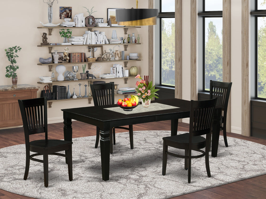 LGVA5-BD3-Z 5-Piece Dining Ensemble with Expanding Butterfly Table and 4 Chairs in Chic Black
