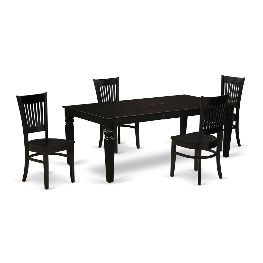 LGVA5-BD3-Z 5-Piece Dining Ensemble with Expanding Butterfly Table and 4 Chairs in Chic Black