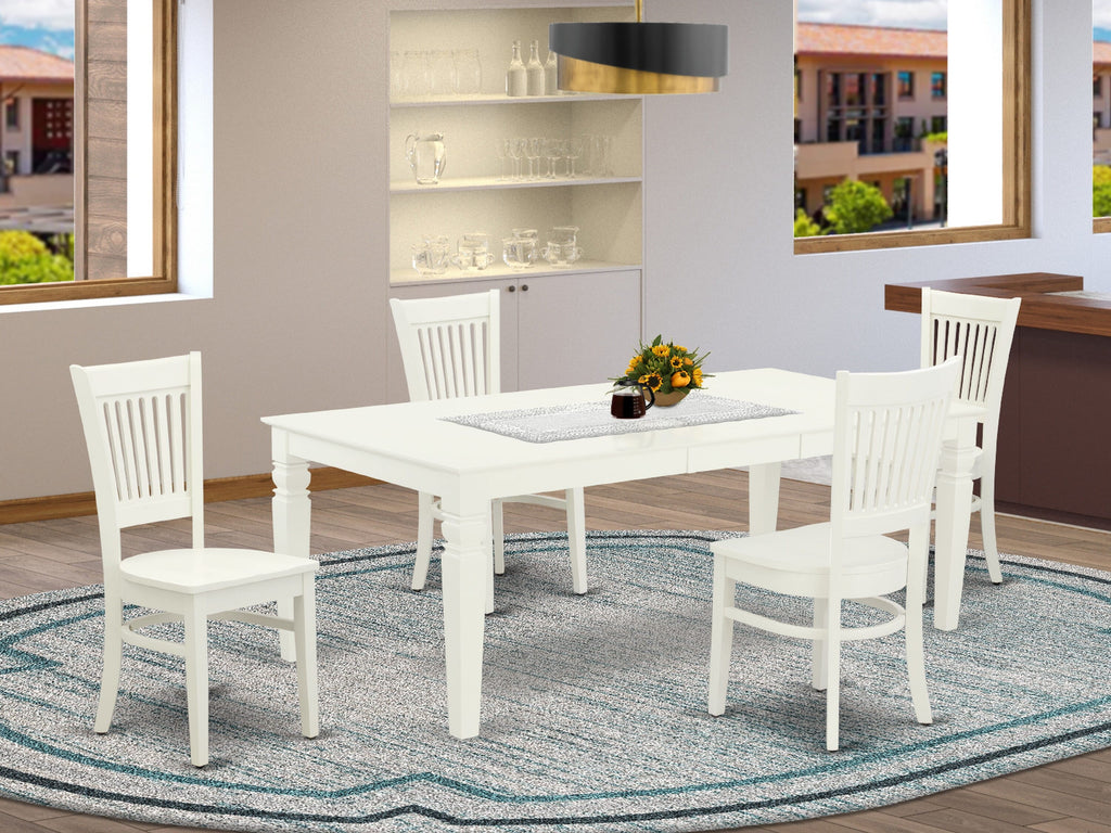 LGVA5 Dining Set Space-Saving Table with Butterfly Leaf & 4 Gray Chairs, 42x84