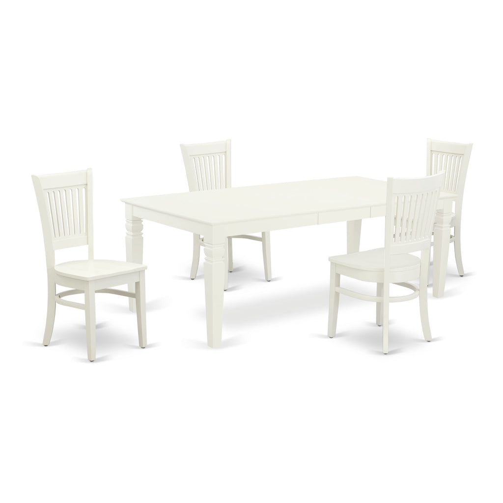 LGVA5 Dining Set Space-Saving Table with Butterfly Leaf & 4 Gray Chairs, 42x84