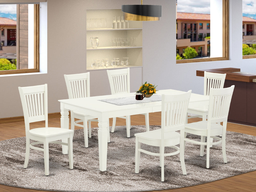 LGVA7-NKL-X Dining Set 7-Piece Ensemble with Expandable Table & Chairs, Vintage White Finish