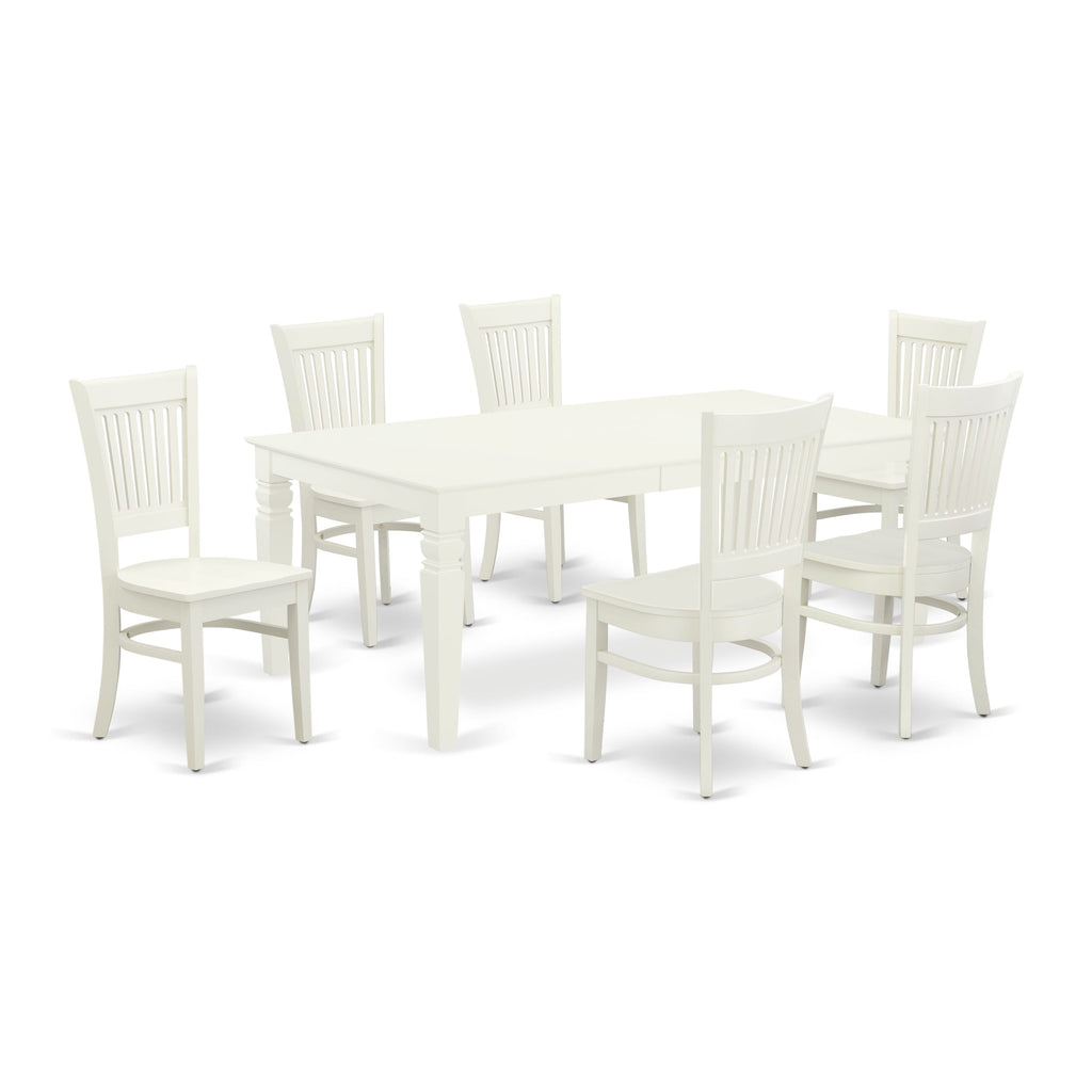 LGVA7-NKL-X Dining Set 7-Piece Ensemble with Expandable Table & Chairs, Vintage White Finish