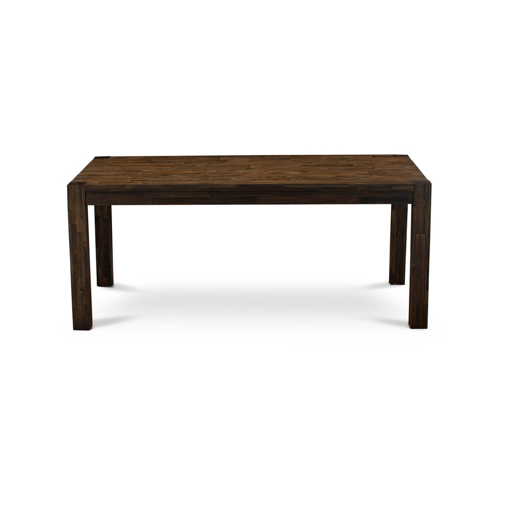 LMAB9-1D-UJ Elegant Dining Ensemble with Rustic Wood Table & Parson Chairs in Jacobean Fabric Design Set of 9