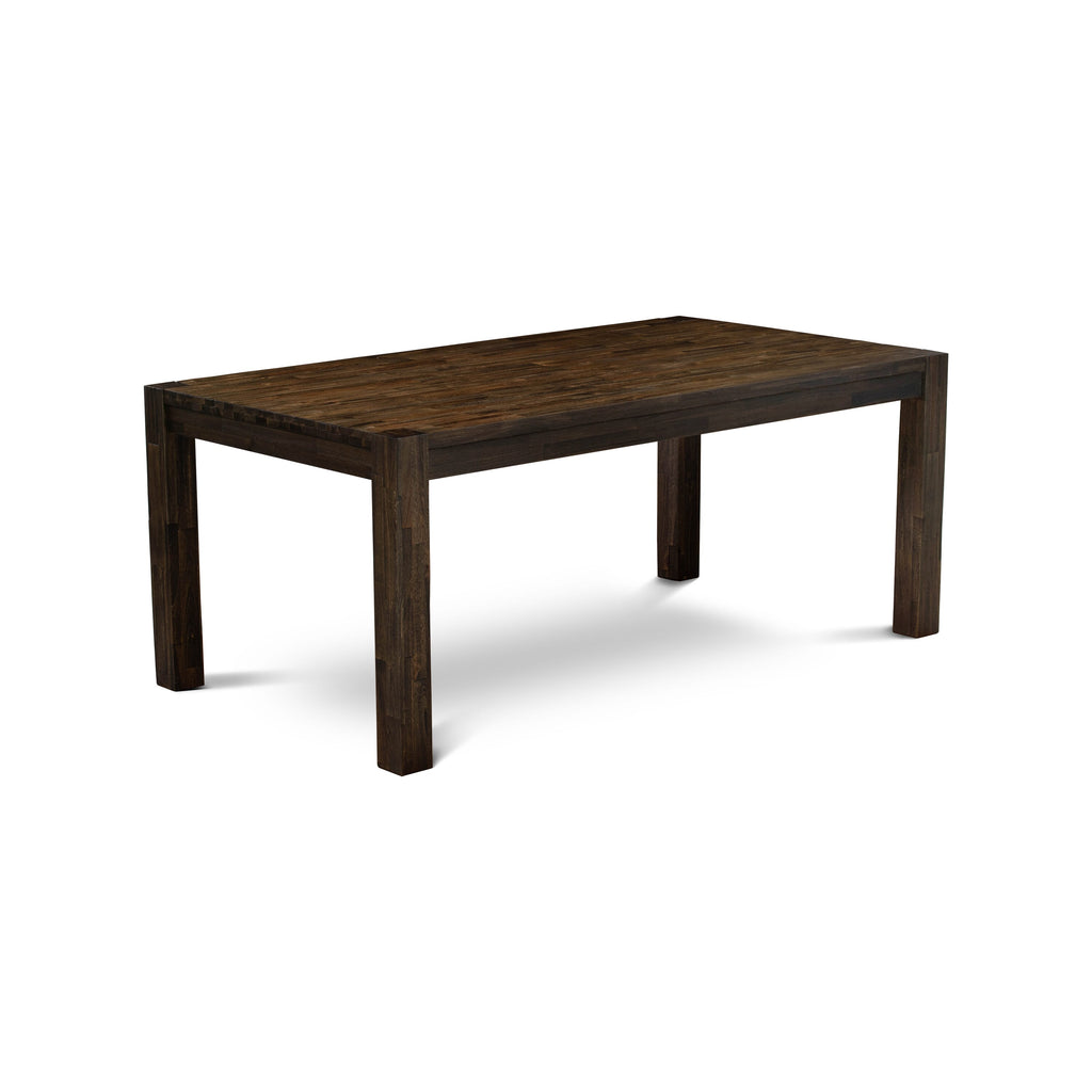LMVE5-6N-QZ Stylish 5-Piece Dining Ensemble with Rustic Table and Upholstered Parsons Chairs, Jacobean Finish