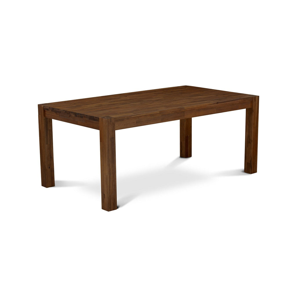 LMX15-SA-9T Rectangular Dining Set with 4 Light Tan Linen Chairs in Walnut