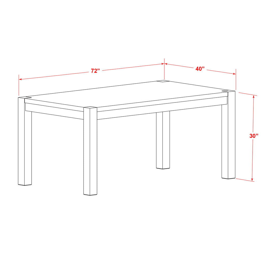 LM7-0F-I Elegant Lismore Rectangle Dining Table - Walnut Rustic Charm 40x72 Wood Design