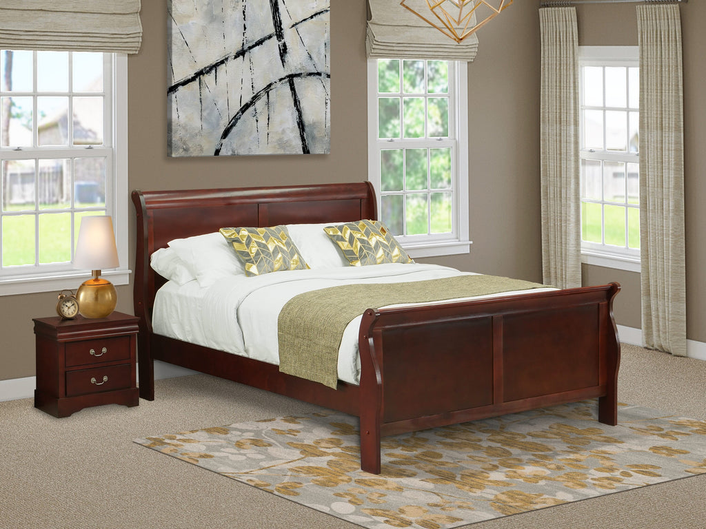 Cozy Queen Walnut Bedroom Set LP03-V5HGNT Includes Elegant Bed and Practical Nightstand Enhancements