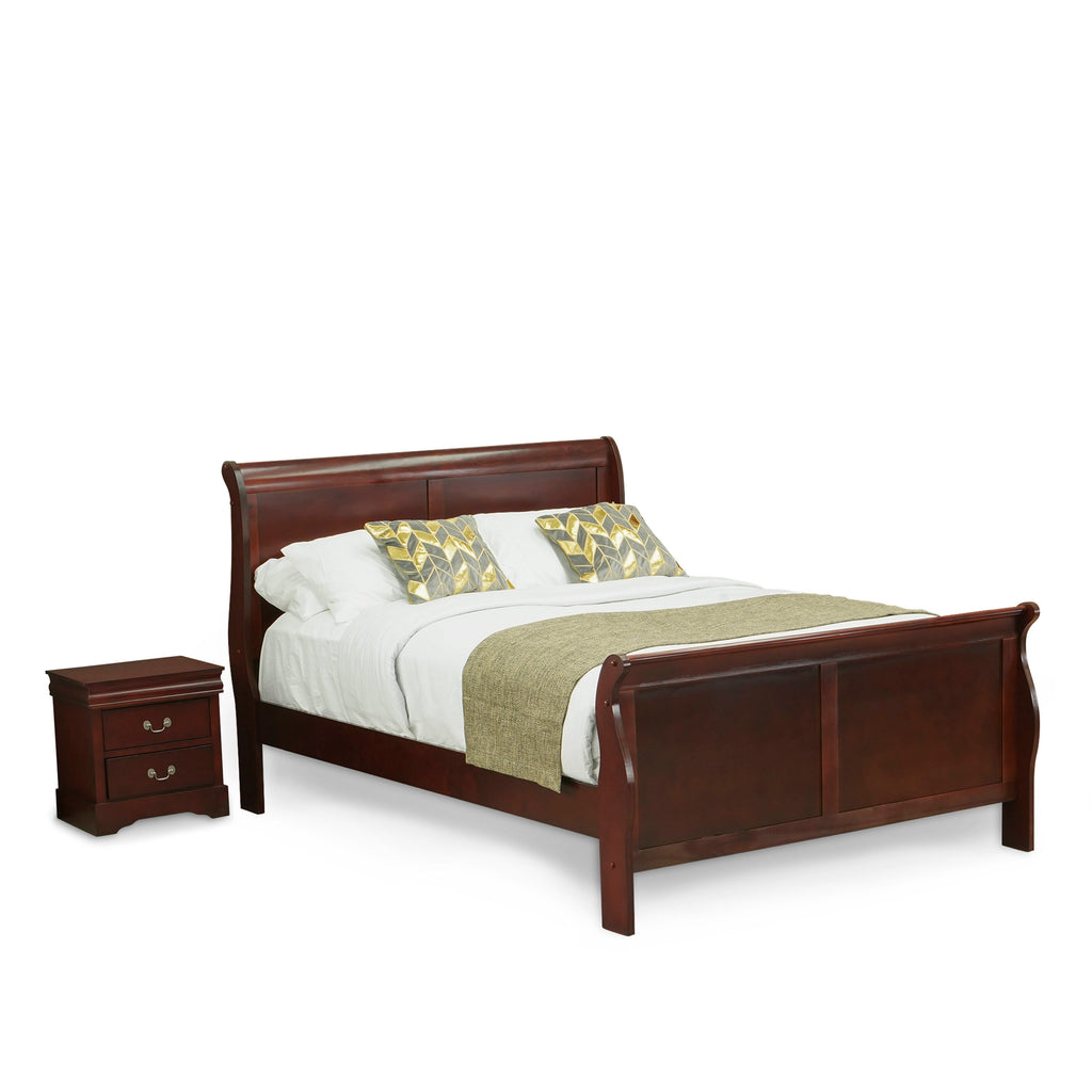 Cozy Queen Walnut Bedroom Set LP03-V5HGNT Includes Elegant Bed and Practical Nightstand Enhancements