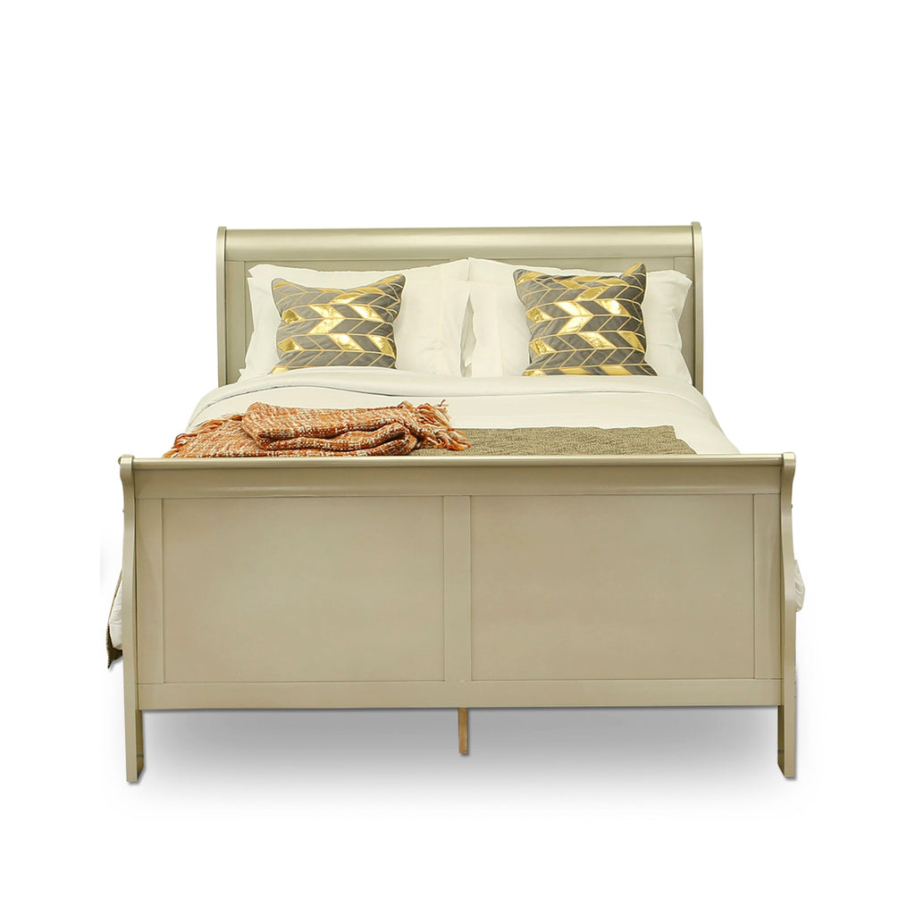 LP04-1NPG06 Elegant 2-Piece Bedroom Ensemble with Queen Metallic Bed and Chest in Gold Finish