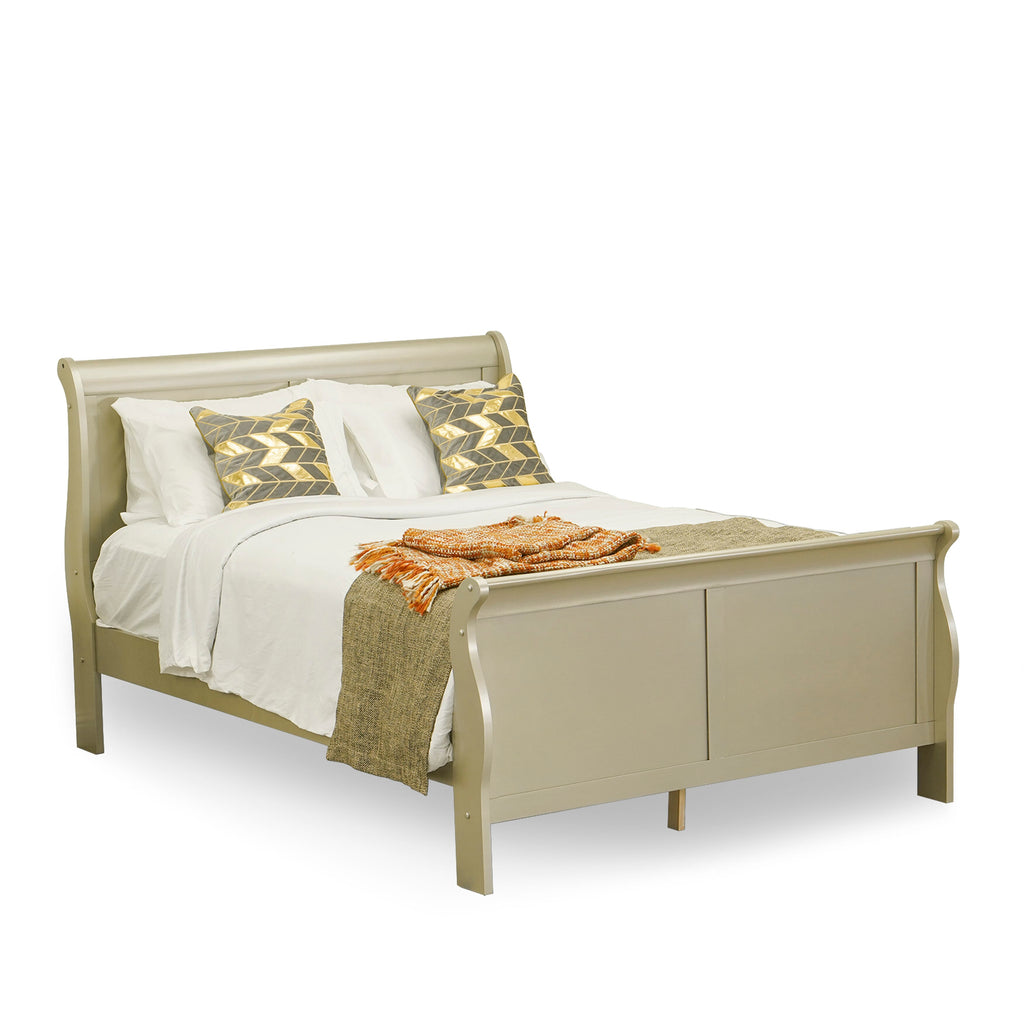 LP04-1NPG06 Elegant 2-Piece Bedroom Ensemble with Queen Metallic Bed and Chest in Gold Finish