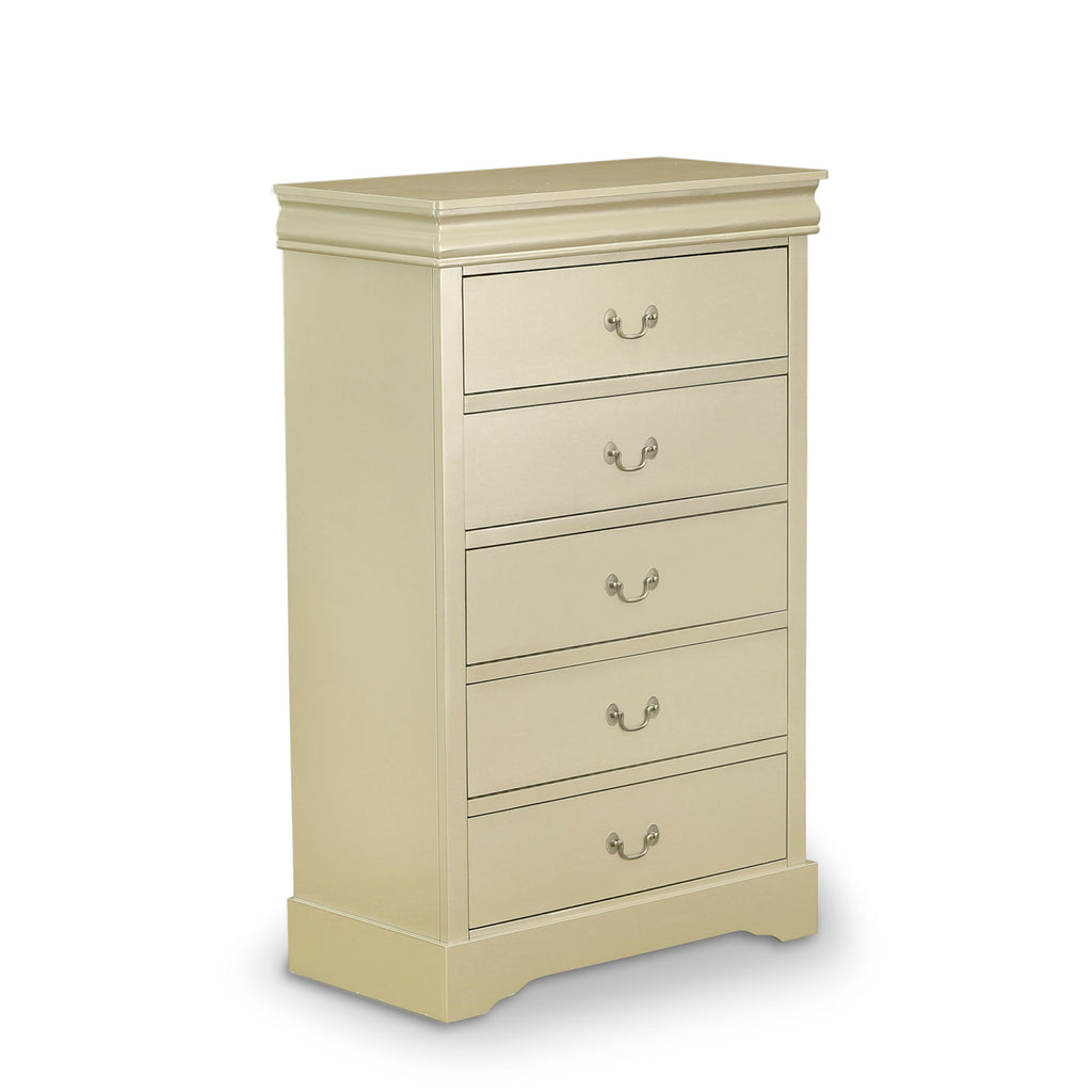LP04-TTHL8R Gorgeous Metallic Gold 4-Piece Queen Bedroom Ensemble with Mirror-Dresser Set