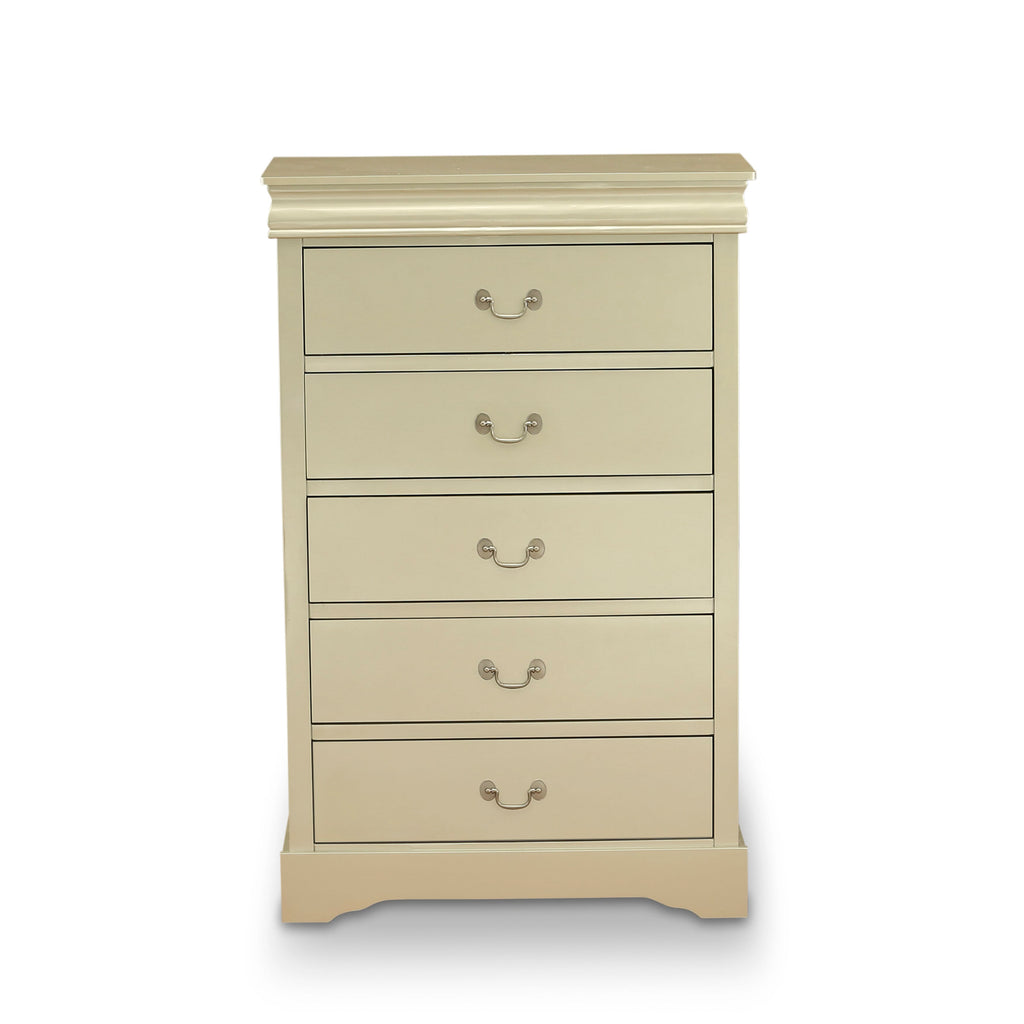 LP04-1NPG06 Elegant 2-Piece Bedroom Ensemble with Queen Metallic Bed and Chest in Gold Finish