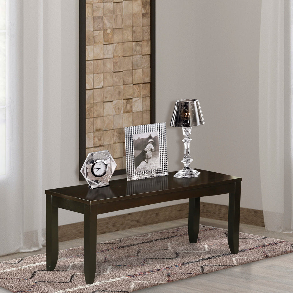 LYB-C37-D Elegant Dining Bench in Rich Cappuccino Finish with Wood Seating - 52x15x18 Inches